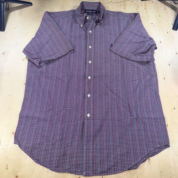 Ralph Lauren Other - Ralph Lauren Blake Mens M Plaid Shirt Red Blue Short Sleeve Button Down Cotton